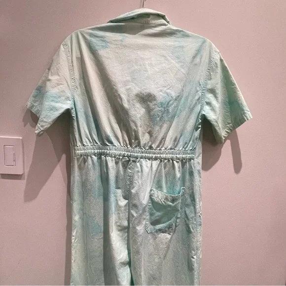 Tie-dye Blue & Green Retro Cargo Jumpsuit 100% Cotton Size XXS - Picture 5 of 14